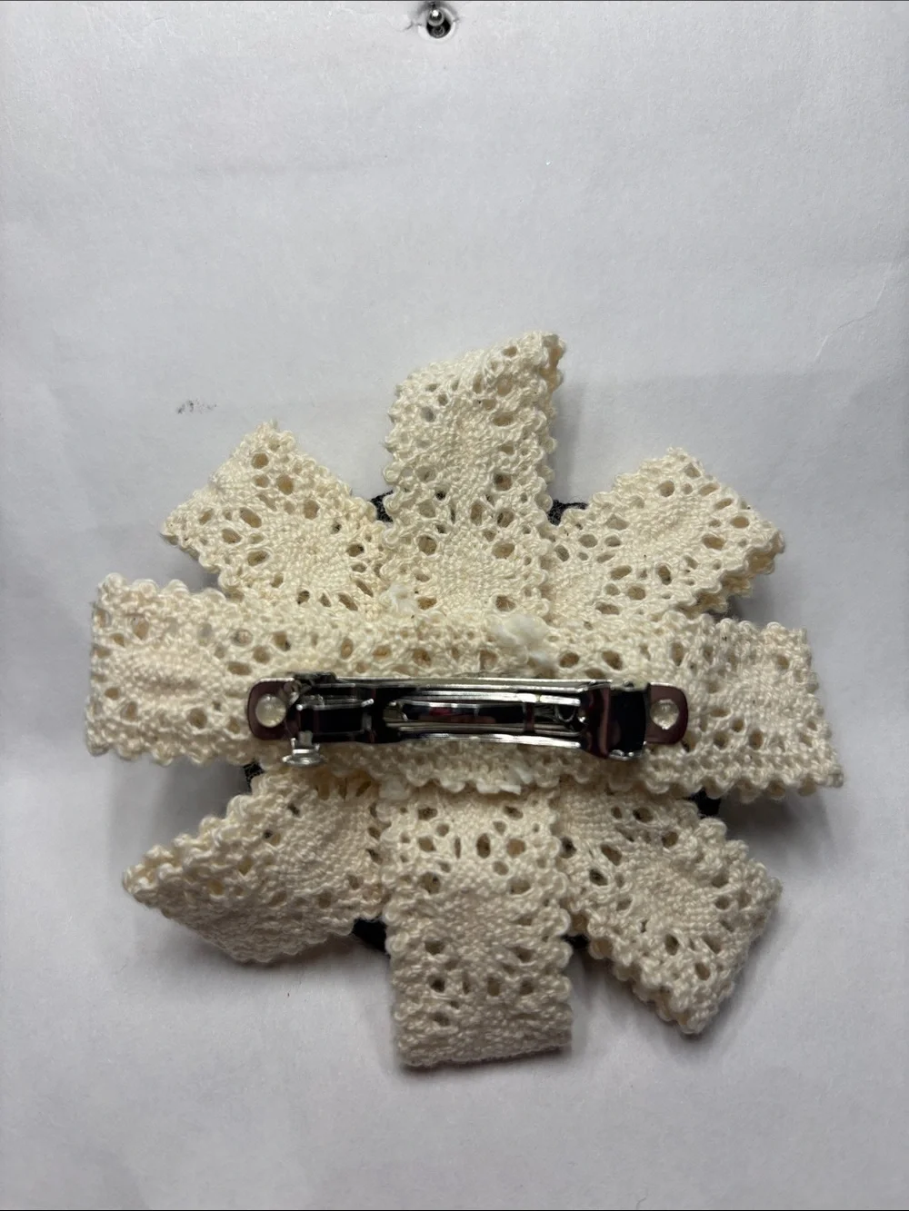 Handmade Paris Inspired Black and Cream Lace Hair Bow